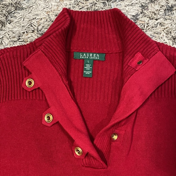 Lauren Ralph Lauren mock neck long sleeve 100% cotton sweater red size large - Picture 6 of 11